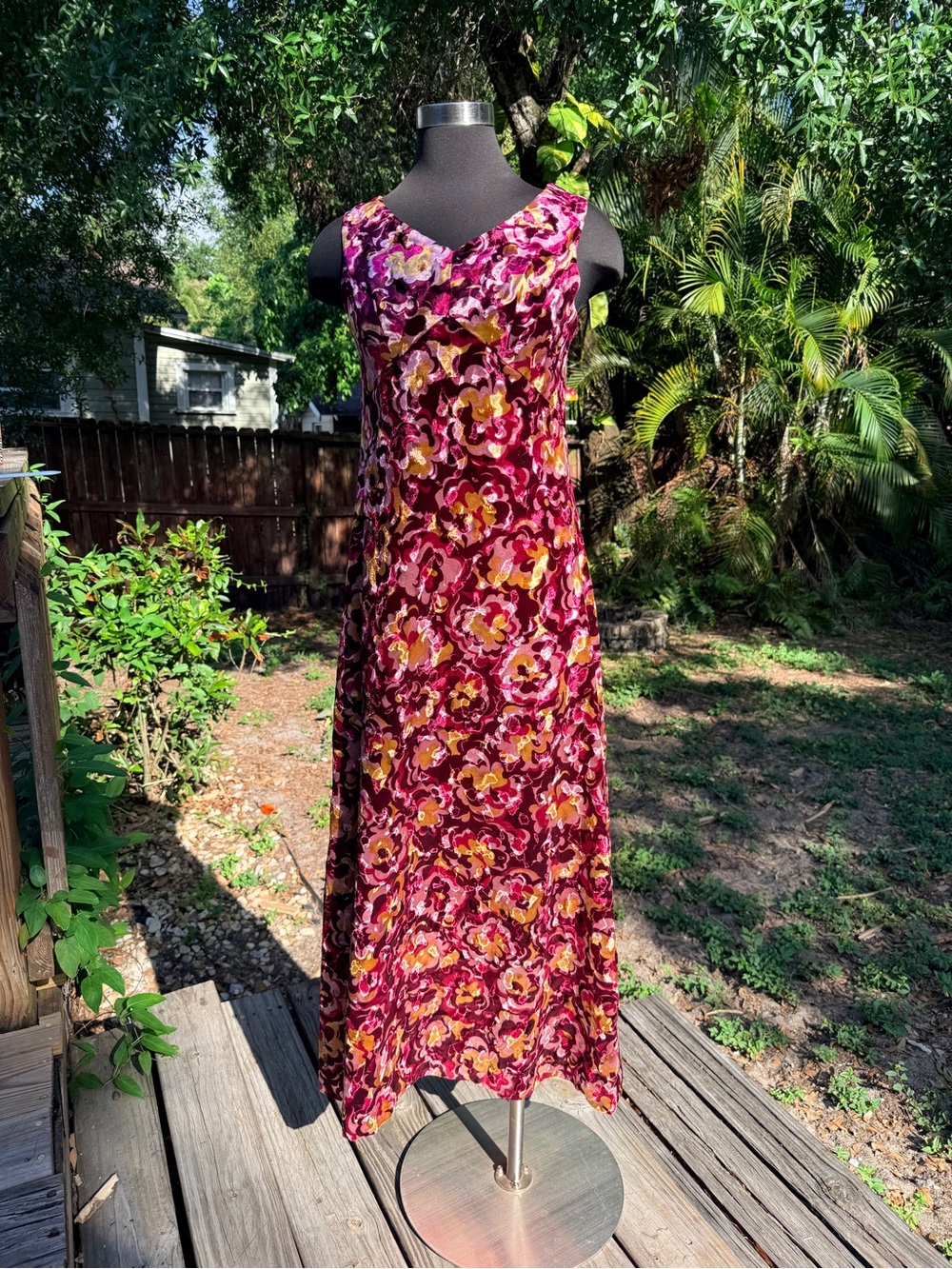 Vintage 60s 70s Handmade Psychedelic Velvet Maxi Dress